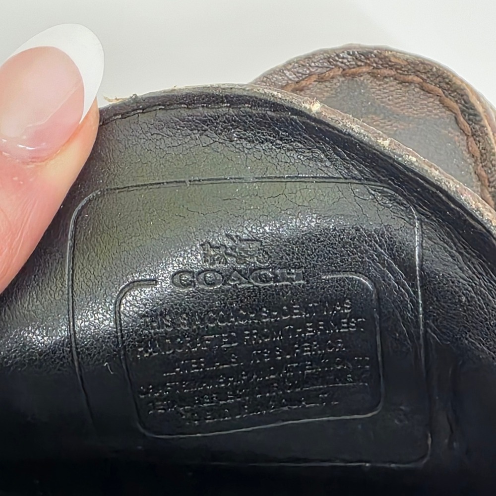 Coach Mens Signature Canvas Pebble Leather Penny Loafers Brown Driving Mocs 8D - Picture 4 of 11